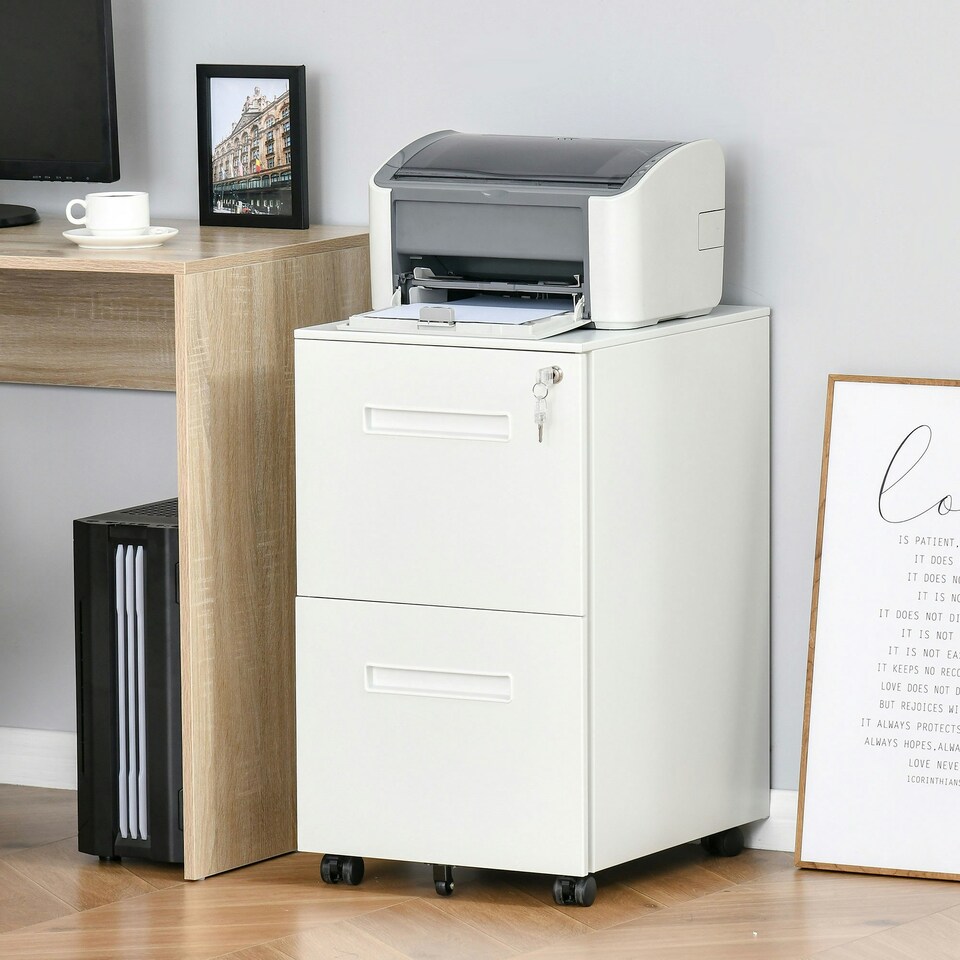 image 1 of Vinsetto Mobile Lockable File Cabinet w/ Adjustable Hanging File Folder