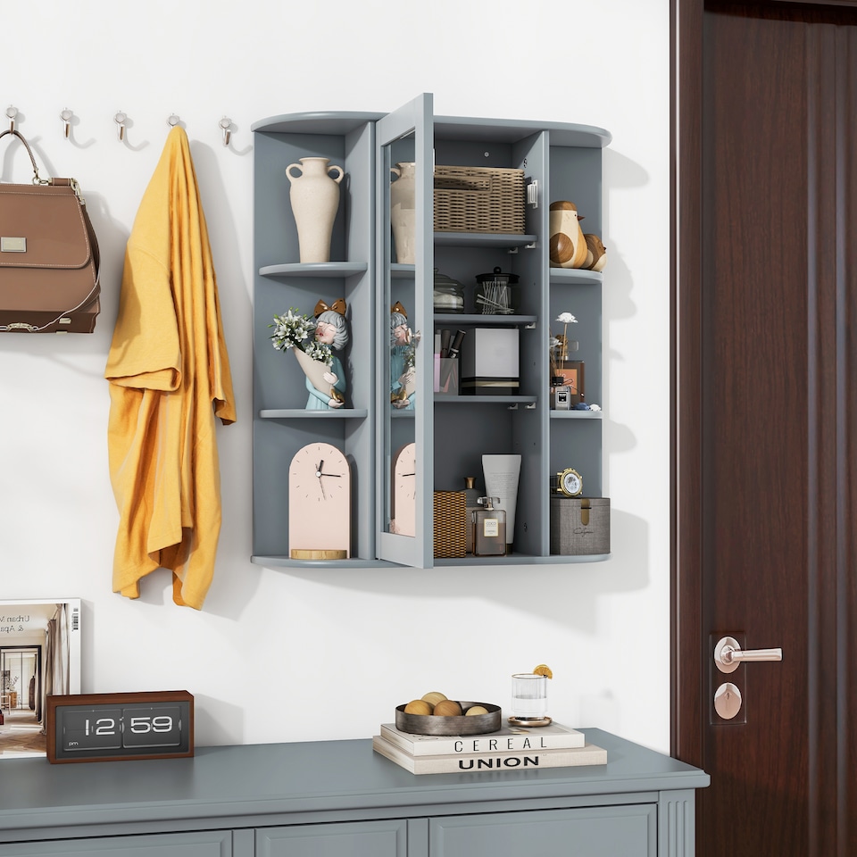 image 1 of COSTWAY Bathroom Medicine Cabinet with Mirror Adjustable Shelves
