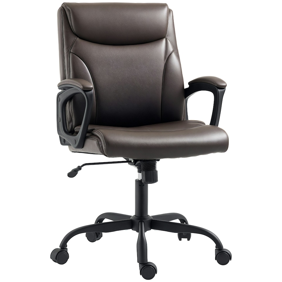image 1 of HOMCOM Faux Leather Desk Chair with Tilt Function for Home Office | Black | One Size