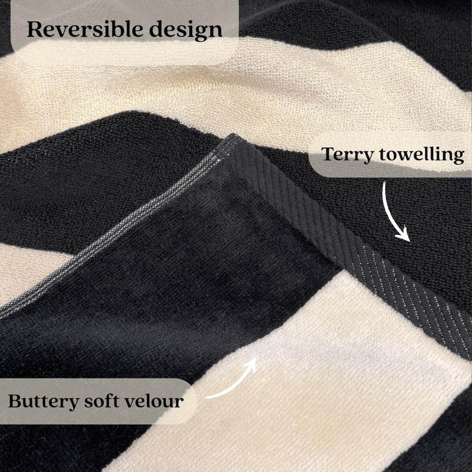 image 1 of Extra Large Organic Cotton Striped Beach Towel | Black | Black/Natural | One size | 1