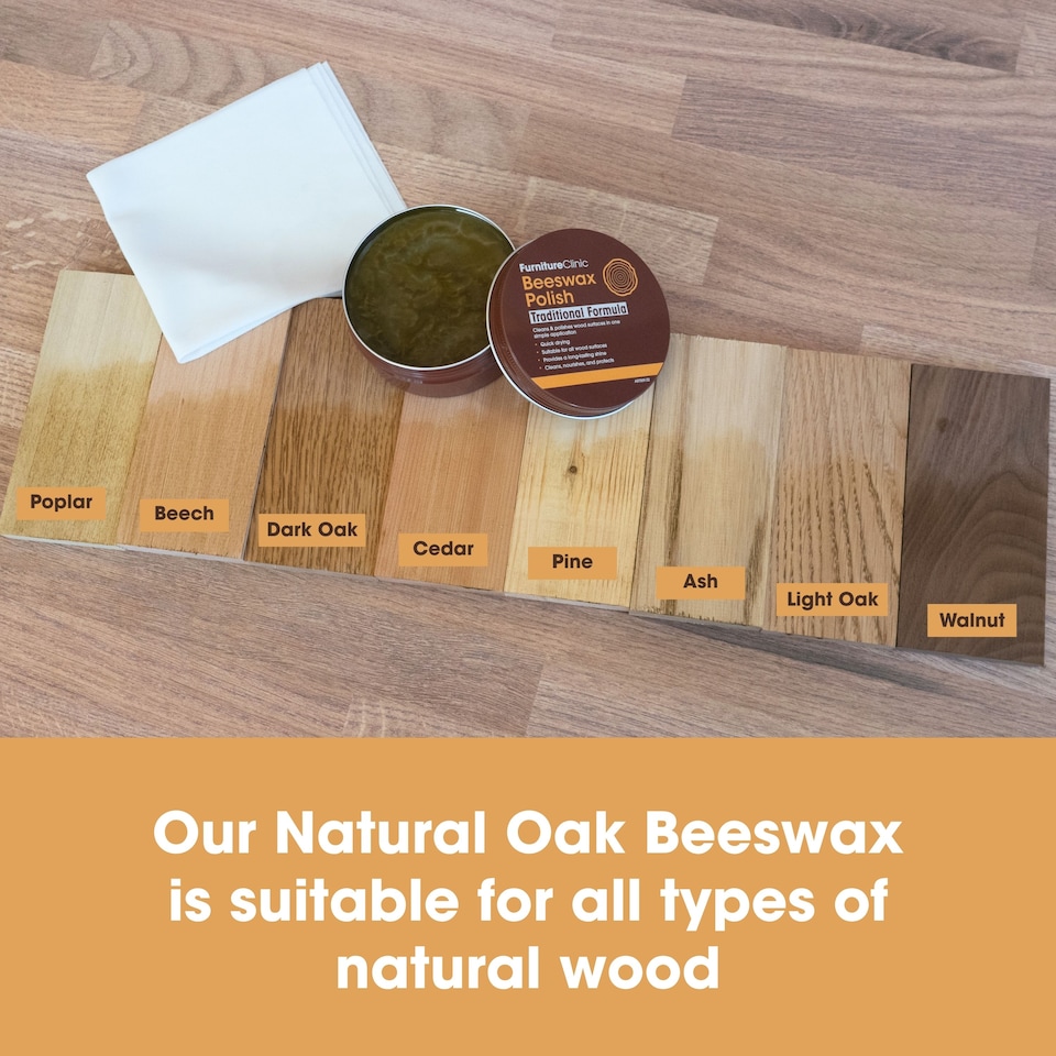 image 1 of Natural Oak Coloured Beeswax Polish for Wood & Furniture - 200ml. Natural Finishing Wood Wax for All Types of Furniture & Wooden Surfaces. Colour, Protect & Enhance