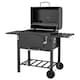 image 1 of Outsunny Charcoal Grill BBQ Trolley w/ Adjustable Charcoal Height & Thermometer | Black | Black