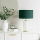 image 2 of ValueLights India Gold Metal and White Confetti Glass Table Lamp with Forest Green Drum Lampshade