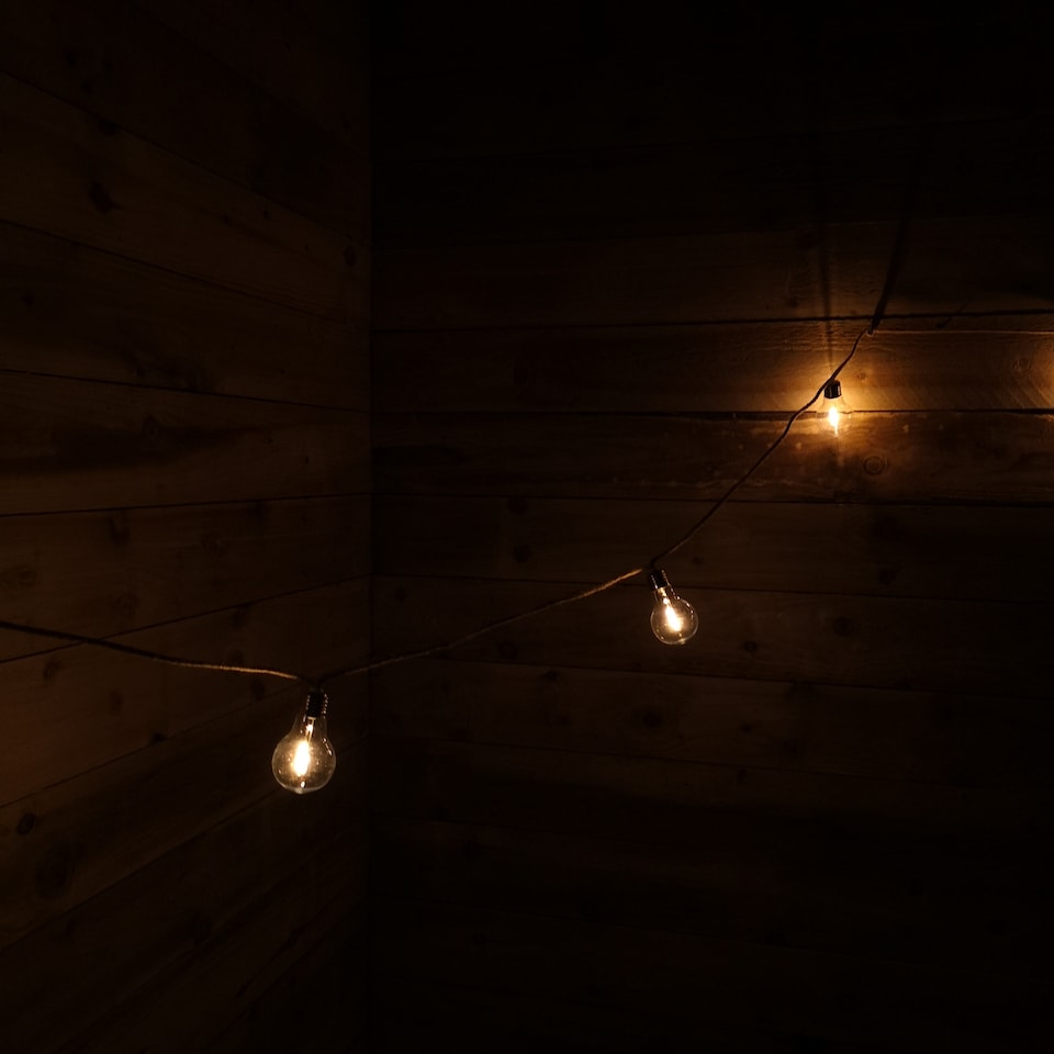 image 1 of 10 A60 Bulb 4.5m Jute Rope Party Festoon Outdoor Lights in Warm White | White | Warm White