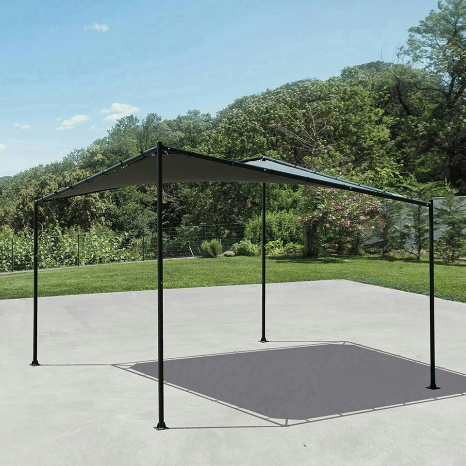 image 1 of Square Portable Steel Frame With Ivory Sail Shade 3.5m