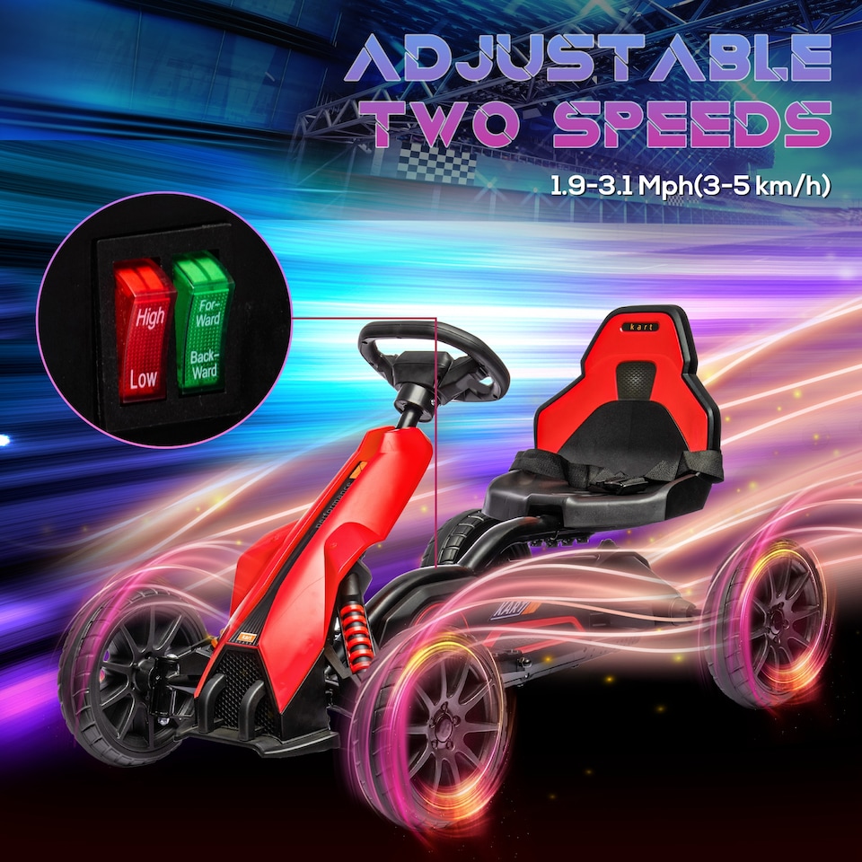 image 1 of HOMCOM 12V Electric Go Kart w/ Forward Reversing 2 Speeds for 3-8 Yrs - Red