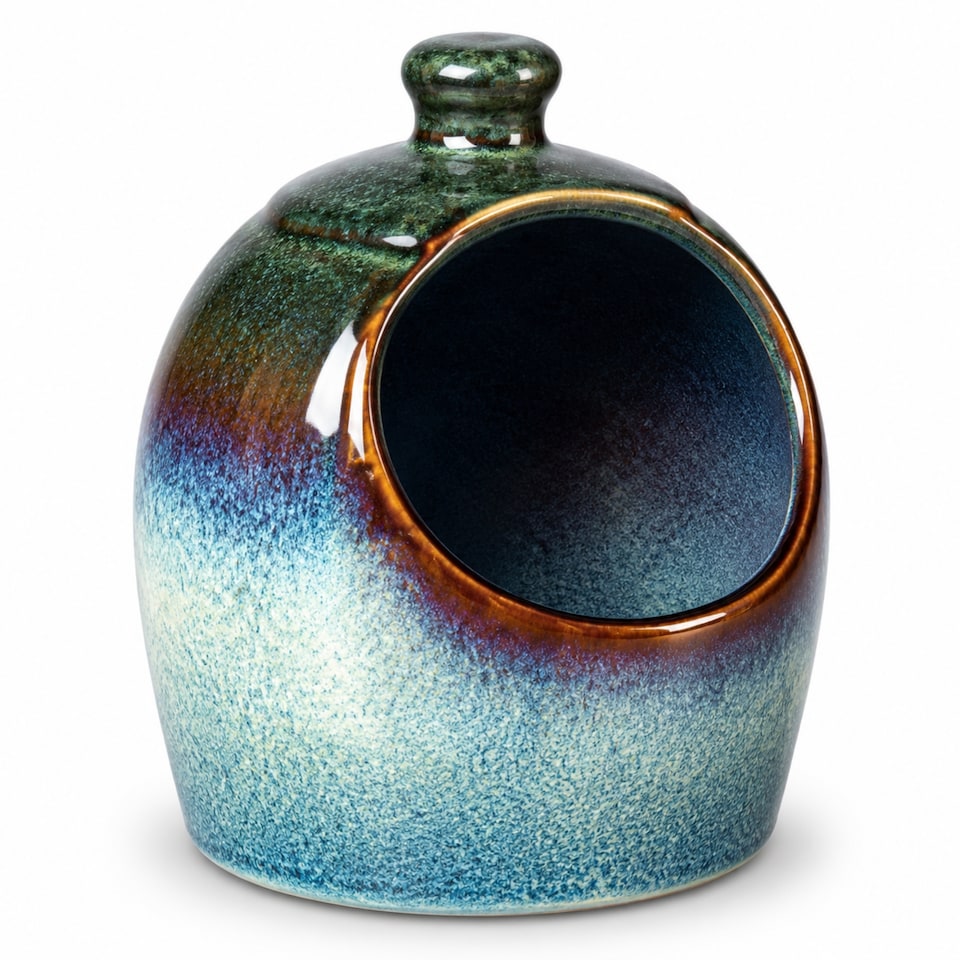 image 1 of Skandi Home Ocean Teal Reactive Glaze Ceramic Kusta Salt Pig