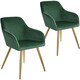 image 1 of Chair Marilyn with Velvet Cover, Gold Steel Legs and Plush Padding | Green | dark green/gold | 2