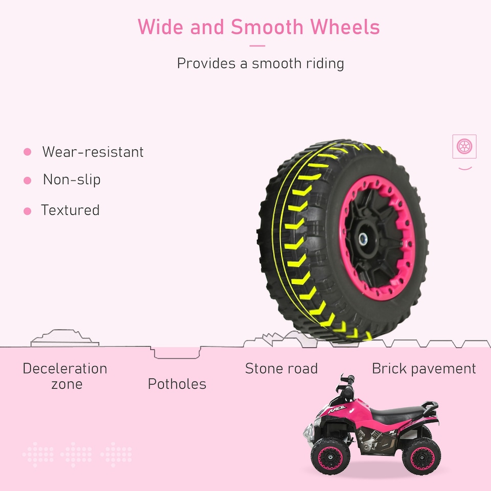 image 1 of HOMCOM No Power Quad Toddler Ride on Car Foot-to-Floor Sliding Pink
