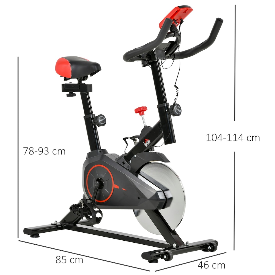 image 1 of HOMCOM Indoor Exercise Bike with Adjustable Height, Resistance