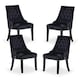 image 1 of Set of 4 Velvet Dining Chairs Ergonomic Scoop Knockerback & Button Tufted Wood Legs Black