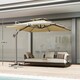 image 5 of Outsunny 3 x 3m Cantilever Roma Parasol Garden Sun Umbrella, Twotier 250g Polyester Sun Shade with LED Solar Light, Aluminium Frame, Cross Base 360 Rotating Khaki | Brown