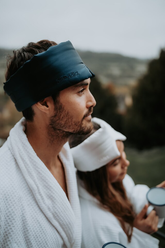 image 1 of Silk Addict 100% Mulberry Silk Sleep Mask – Navy | Blue | 1