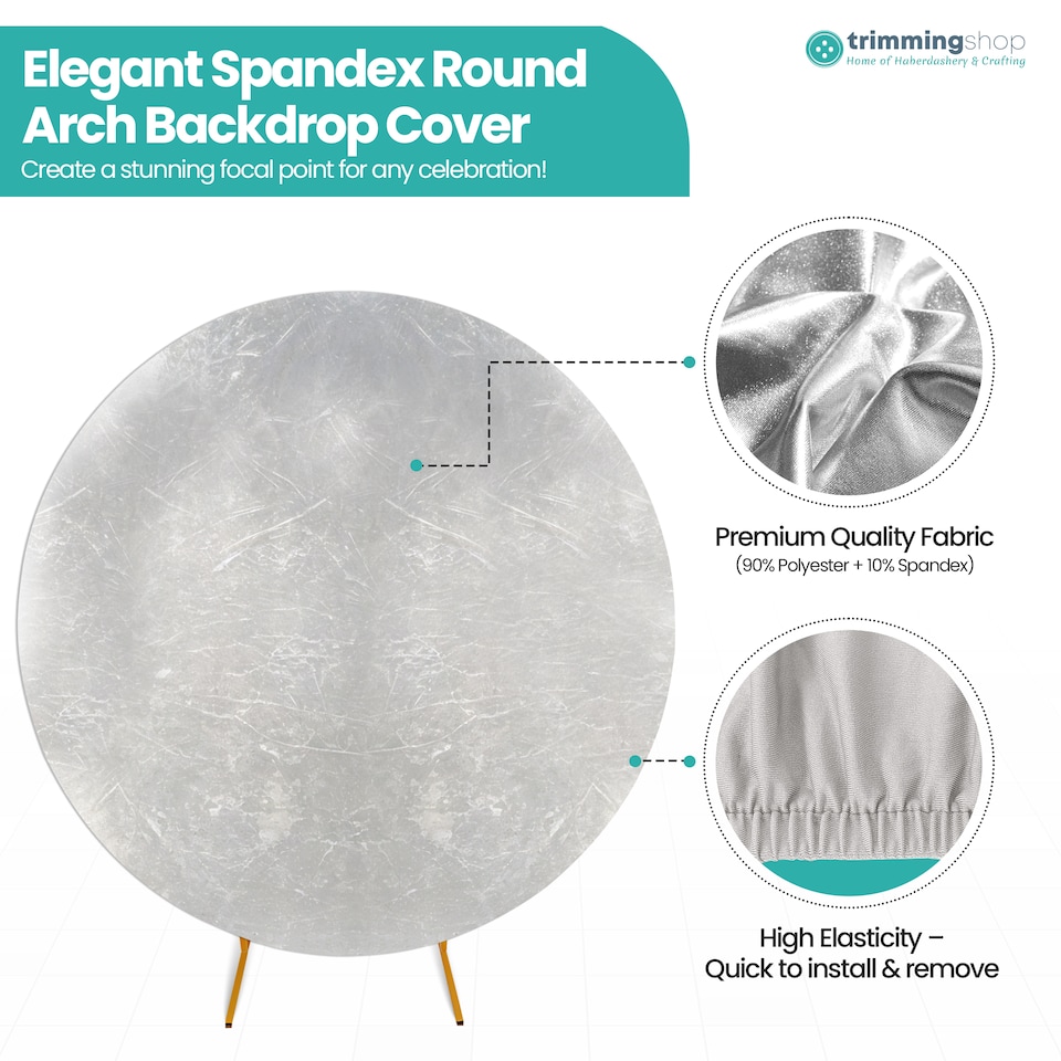 image 1 of 190GSM Shiny Silver Round Arch Wrinkle-Resistant Backdrop Cover - 180cm