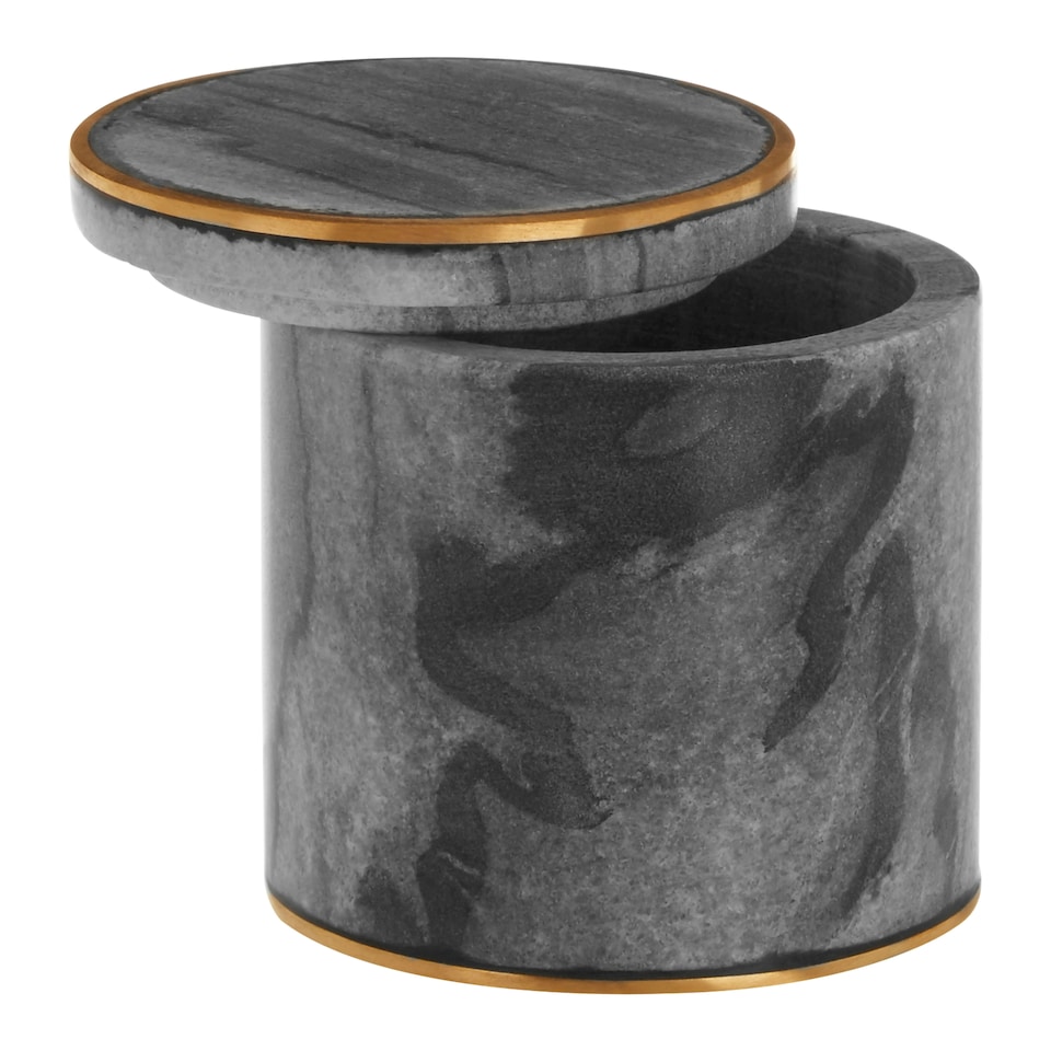 image 1 of Grey Marble Brass Storage Pot