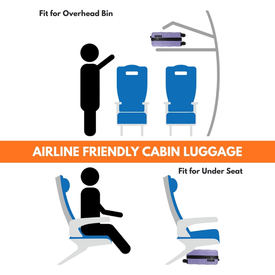 image 1 of ABS Cabin Luggage 45×36×20 Lightweight Carry-On with TSA Lock | Purple | French Lilac | Cabin Bag
