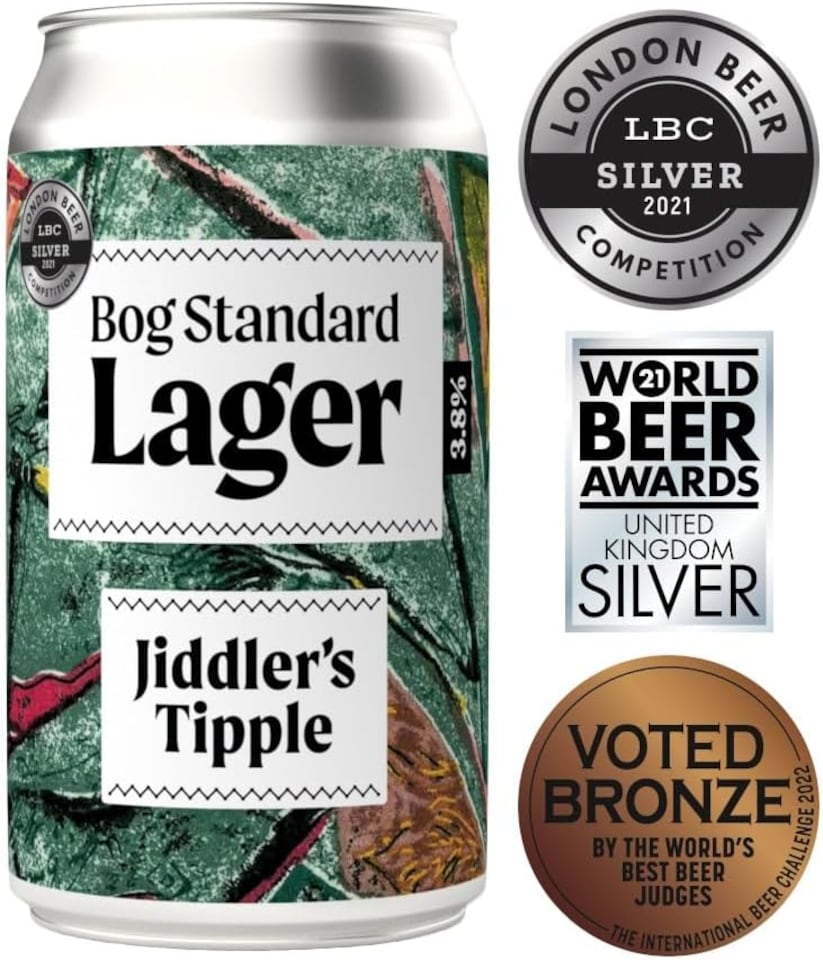 image 1 of Jiddler's Tipple - Bog Stand Lager - 3.8% ABV Craft Beer Cans - Vegan Gluten Free Beer - 12 x 330ml