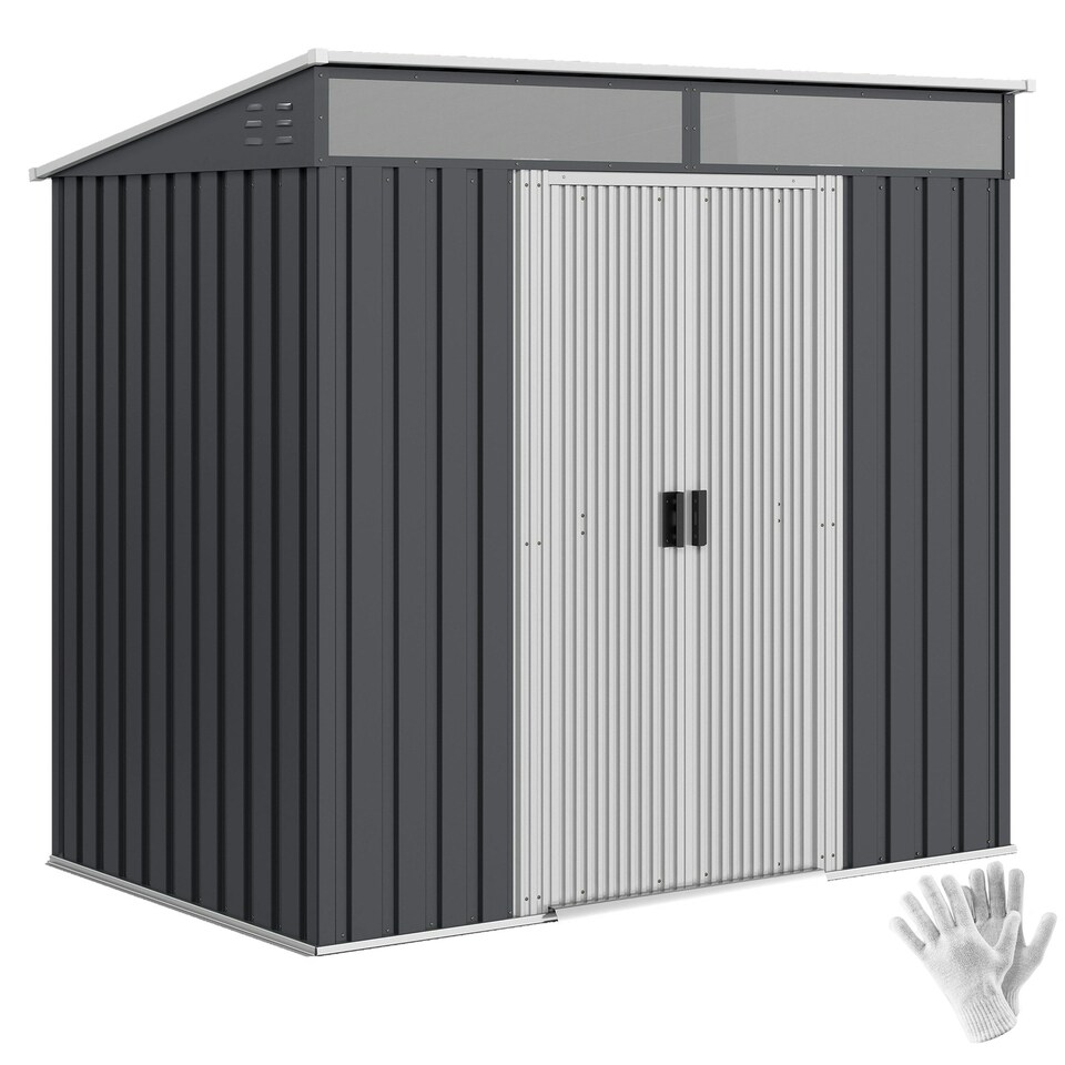 image 1 of Outsunny 6.5x4FT Garden Shed Lockable Metal Tool Shed Grey