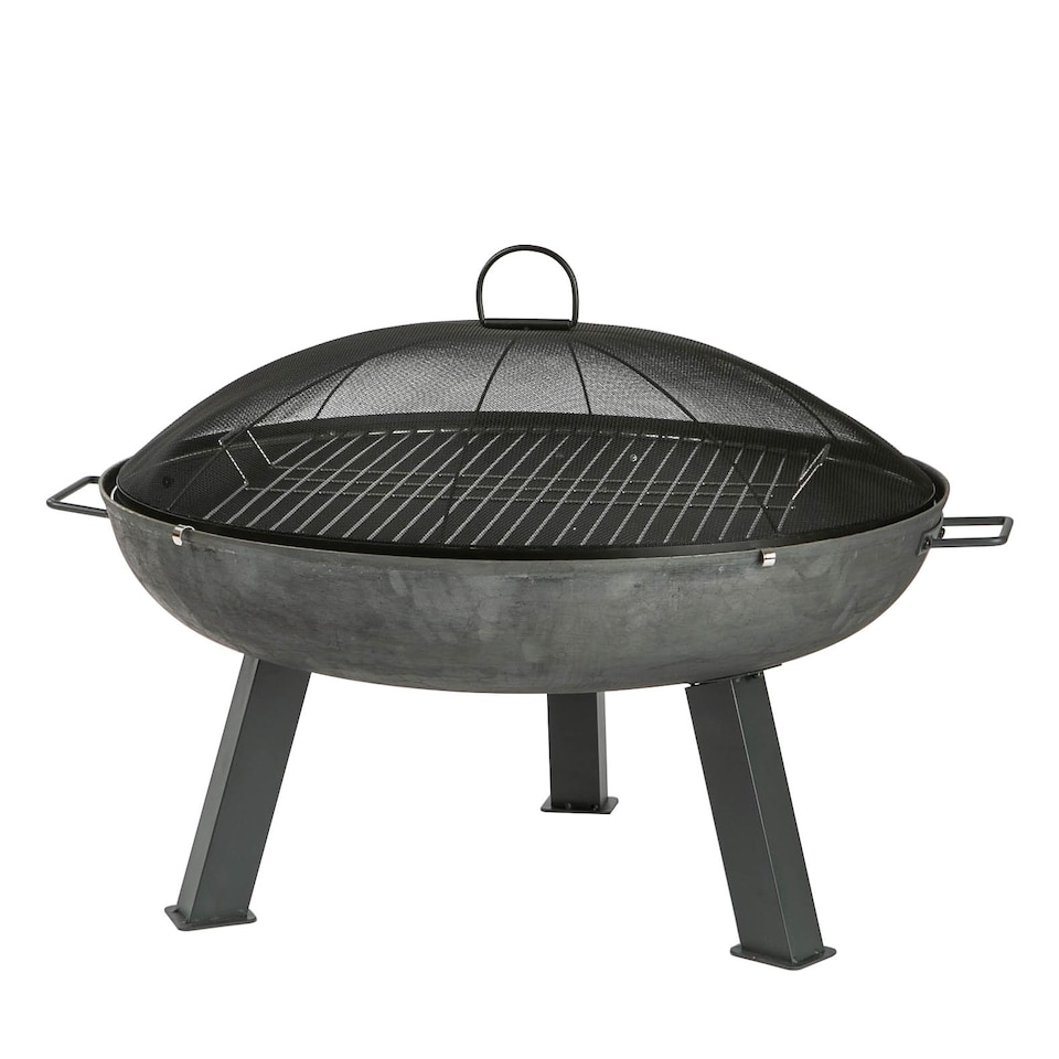 image 1 of Harbour Housewares Cast Iron Garden Fire Pit BBQ - 75cm - Grey