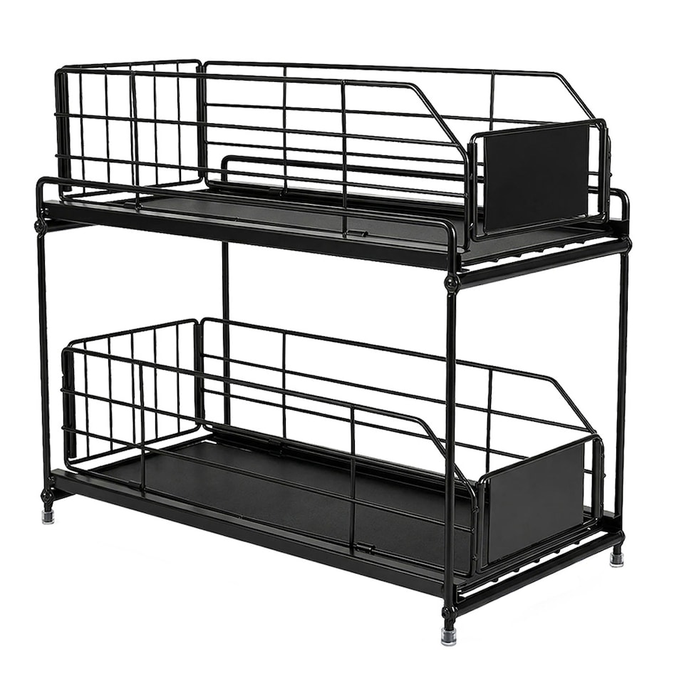 image 1 of TOQUE 2 Tier Pull Out Basket Under Sink Kitchen Cabinet Storage Organiser Drawer