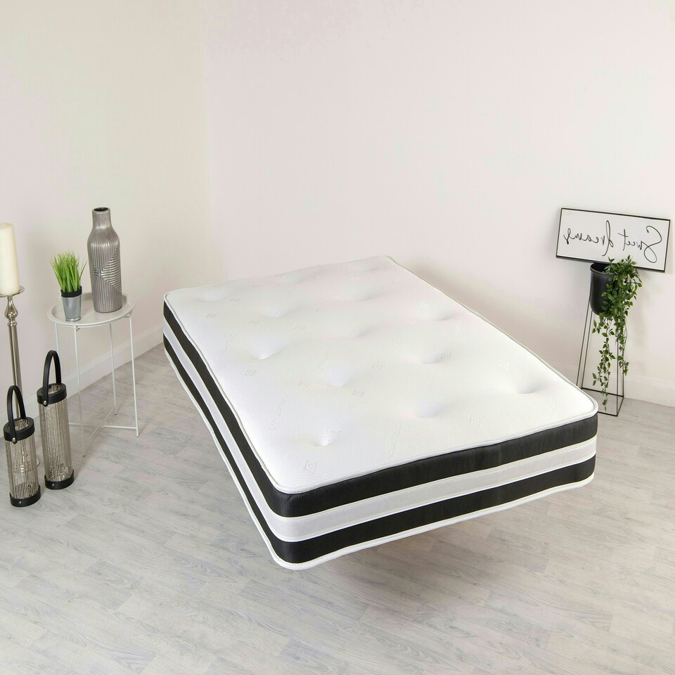 image 1 of 3D Quilted Tuft Mattress - 20cm Deep, Soft Comfort, Airflow Border Black | Single