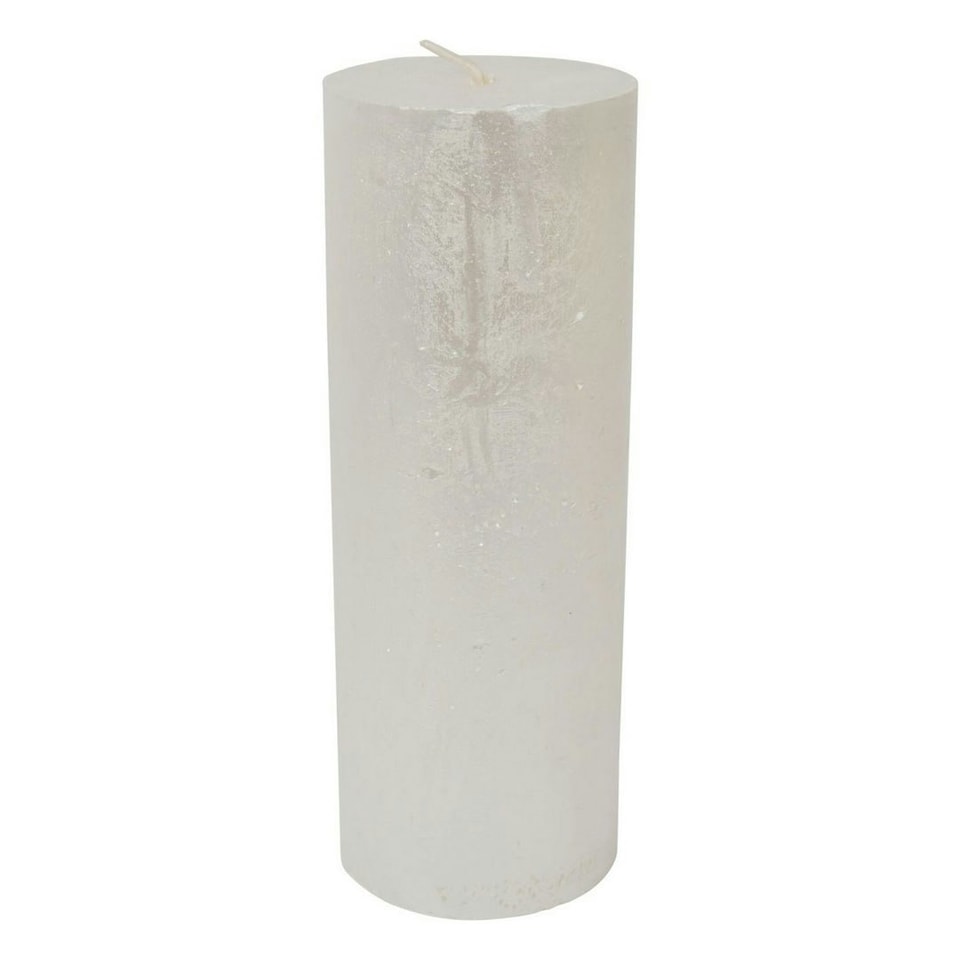 image 1 of Libra Rustica Pillar Candle - Paraffin - L7 x W7 x H19 cm - Pearl/White White