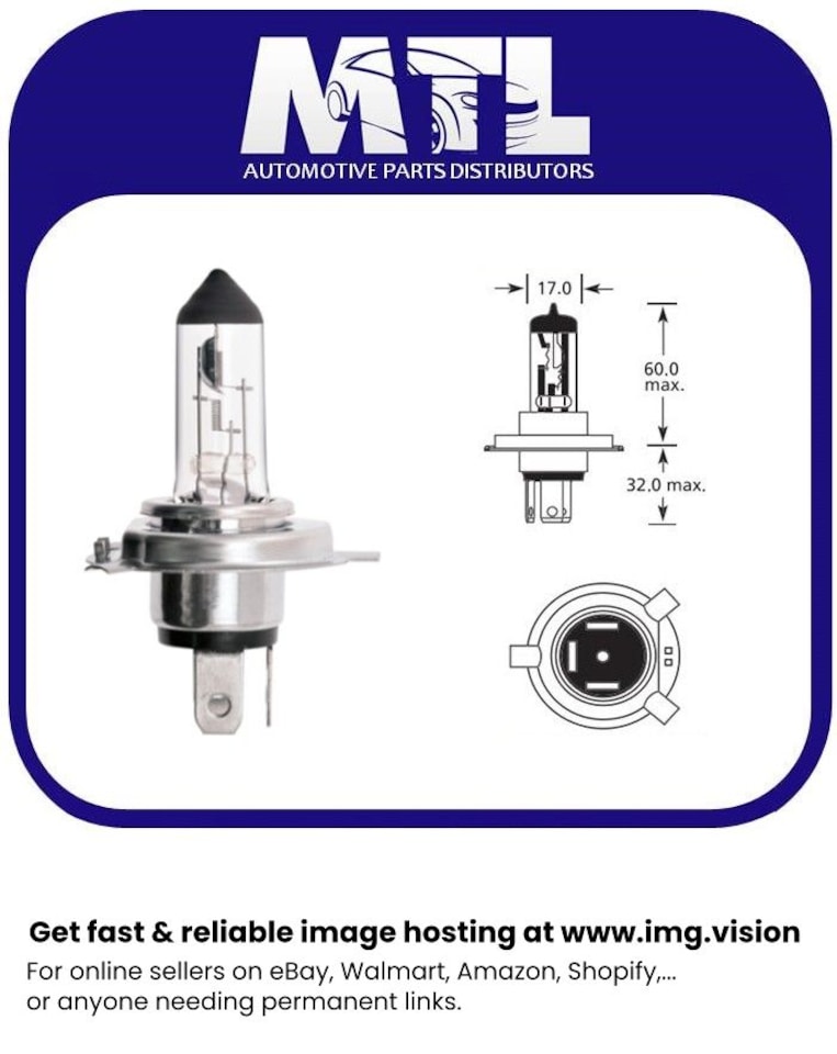image 1 of Lucas LLB472 H4 12V 60/55W Halogen Car Bulb Single Pack Headlight Spotlight Fog Light Lamp