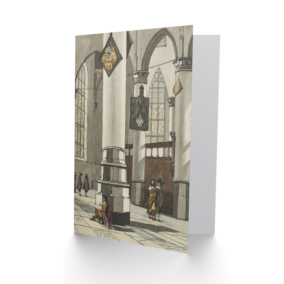 image 1 of Cornelis Ploos van Amstel Gothic Church Interior Art Greeting Card