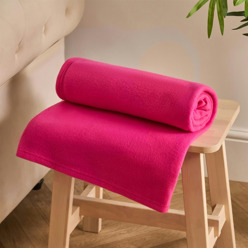 image 1 of OHS Soft Plush Polar Fleece Plain Throw Pink | Pink | Hot Pink - 200CMx240CM