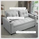 image 6 of HOMCOM 2 Seater Sofa Bed, Linen Click Clack Sleeper Sofa with Pull Out Design, 2 Pillows, Cup Holders, Side Pockets, Convertible Loveseat Bed Settee for Living Room, 157x190cm, Light Grey | Grey