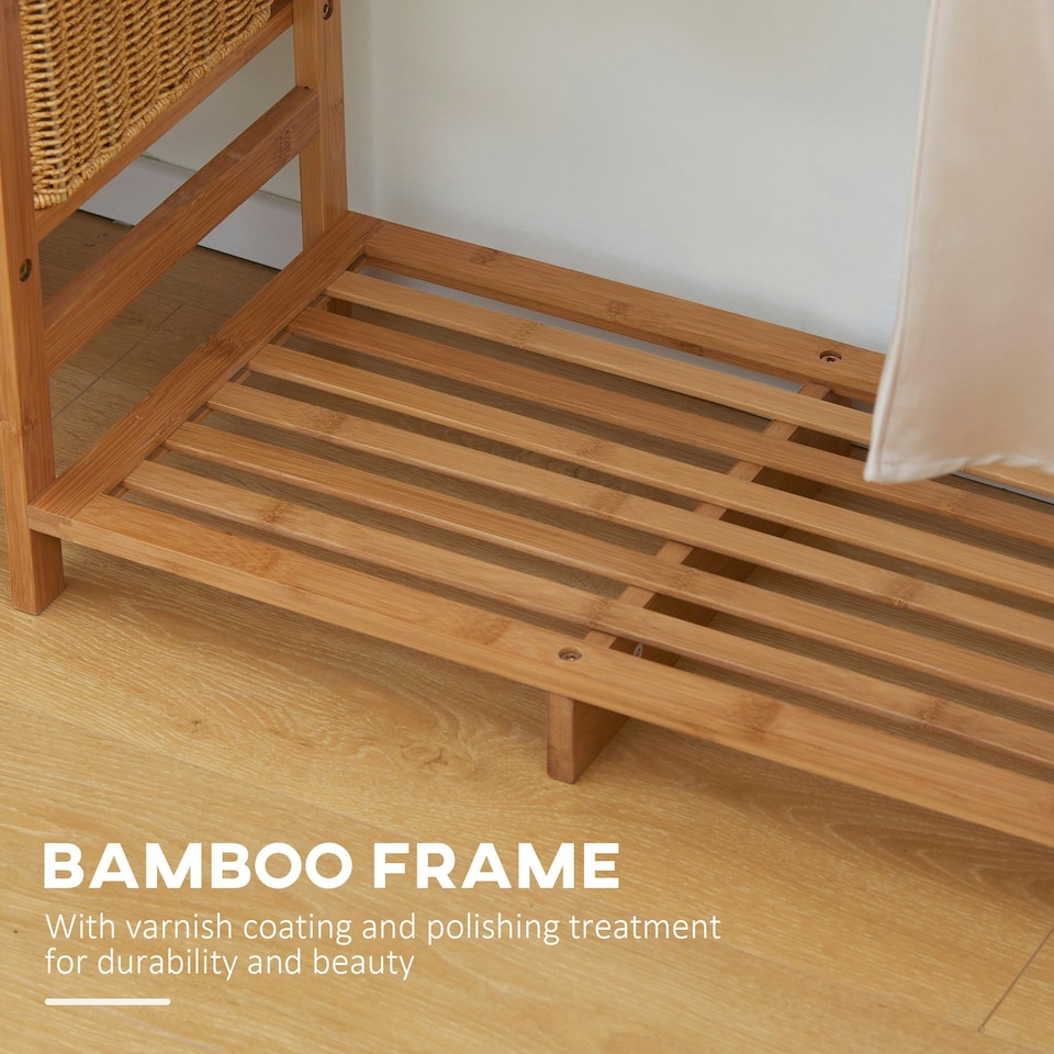 image 1 of HOMCOM Bamboo Clothes Rail Garment Rack with 6 Tier Storage Shelf