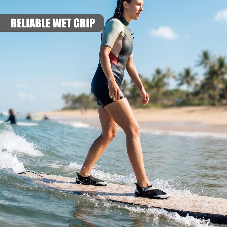 image 1 of GEEZY Aqua Water Shoes, Unisex, Beach Surfing Holidays - Grey, UK Adult 10