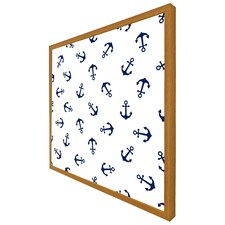 Navy anchors on white (Picture Frame) Brown | Oak | L