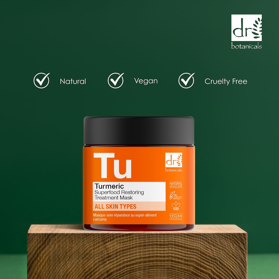 image 1 of Dr Botanicals Turmeric Superfood Restoring Treatment Mask 60ml x 2 Duo Pack