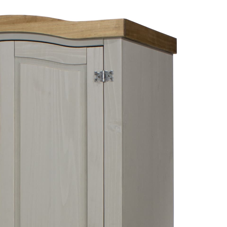 image 1 of Premium Corona 2 Door Wardrobe in Mexican Pine, Classic Design with Metal Hardware | Grey | Grey | One Size | 1