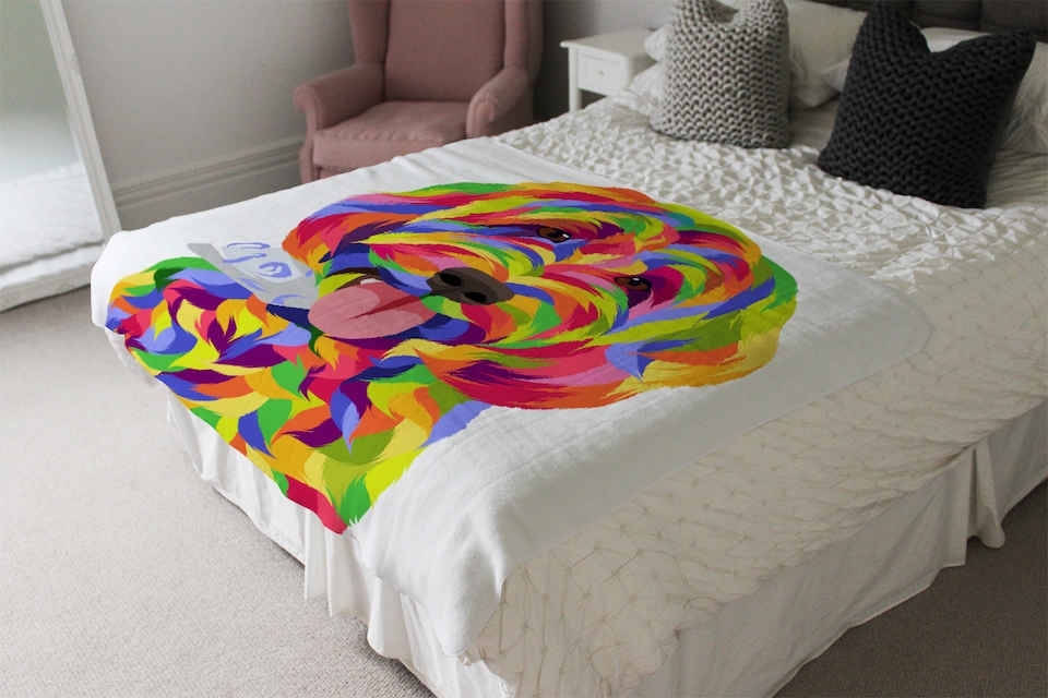 image 1 of Animal Dog Illustration Pop Art Designer Blanket | Multi