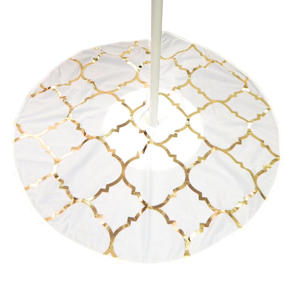 image 1 of Tree Skirt - White & Gold Foil