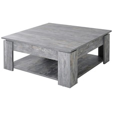 HOMCOM 2 Tier Coffee Table Accent End Console Table Bottom Shelf Grey