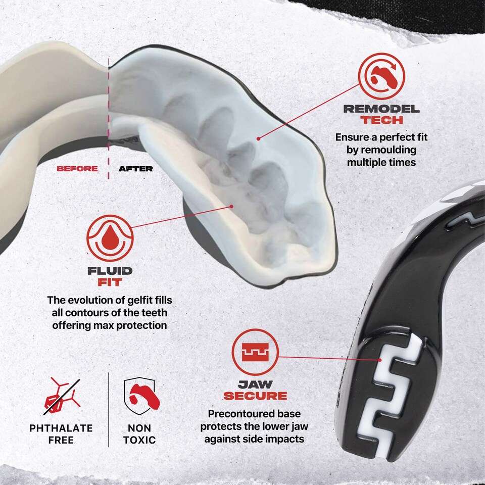 image 1 of SAFEJAWZ Extro Sports Mouth Guard Black Fangz Adult/Junior