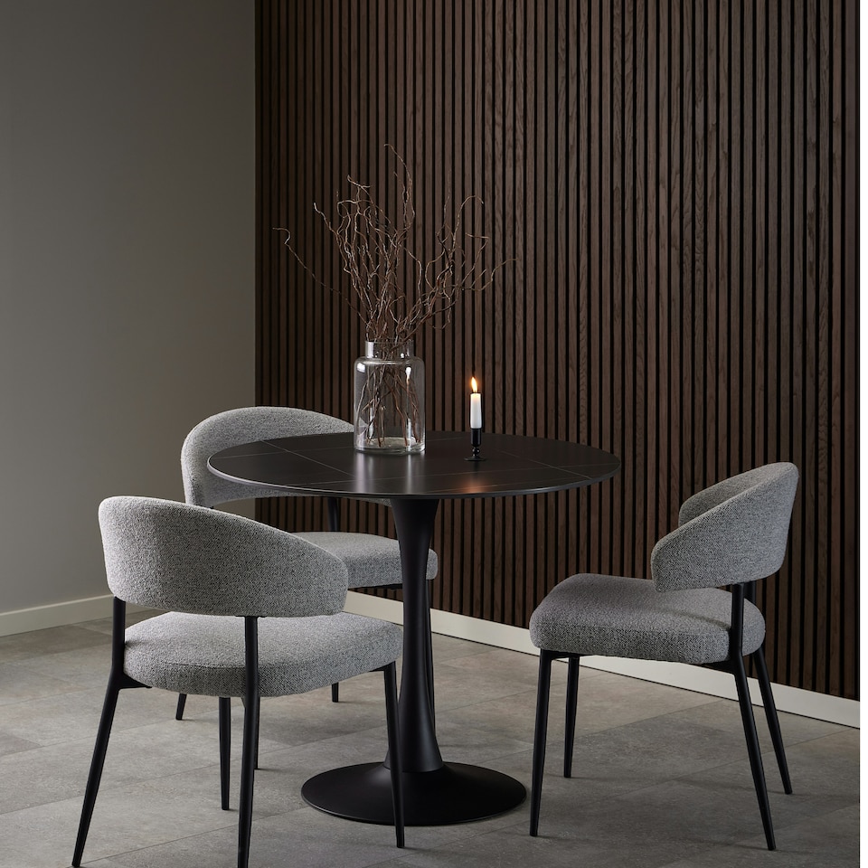 image 1 of Malta Ceramic Round Dining Table in Black 90x75cm