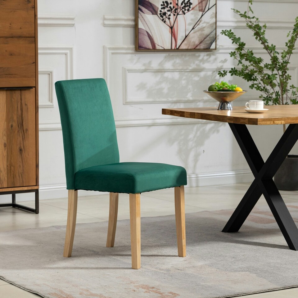 image 1 of Maiolo Velvet Dining Chairs - Set of 2 - Green