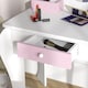 image 8 of ZONEKIZ Kids Dressing Table with Mirror and Stool, Drawer, Storage Boxes - White | White | Pink