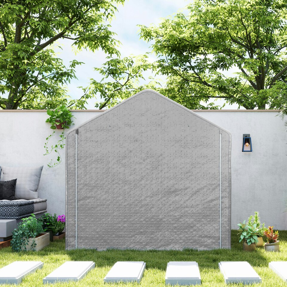 image 1 of Outsunny 6.5' x 6.5' x 6.5' Temporary Garden Shed Storage Tent, Grey Grey