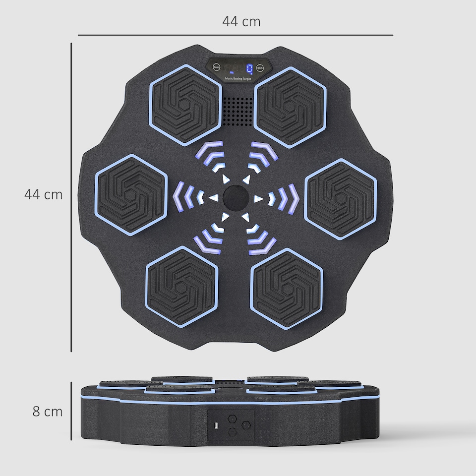 image 1 of SPORTNOW Music Boxing Machine, Smart Bluetooth Boxing Machine Wall Mounted with 9 Speeds & Modes, LED Lights, Punching Pad for Adults, Black
