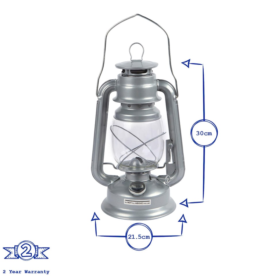 image 1 of Redwood Metal Paraffin Hurricane Lantern - 30cm - Silver