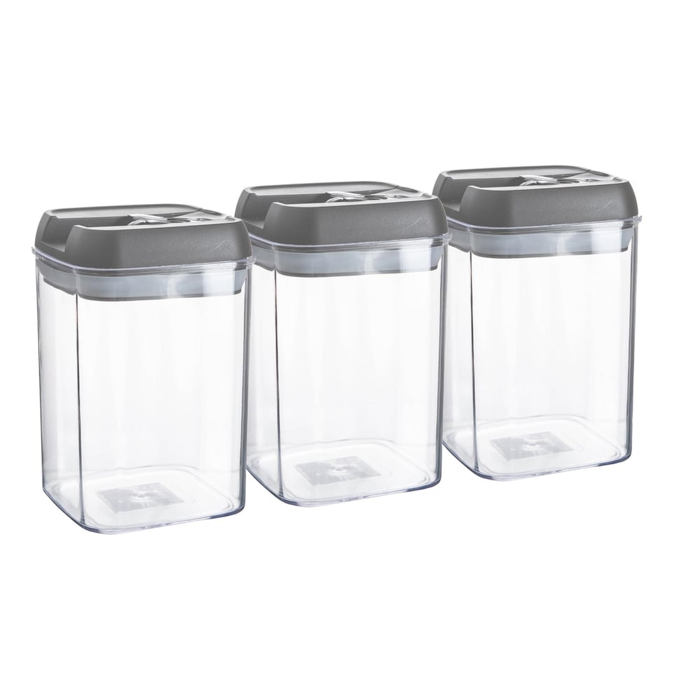 image 1 of Argon Tableware Flip Lock Plastic Food Storage Containers - 800ml - Grey - Pack of 3