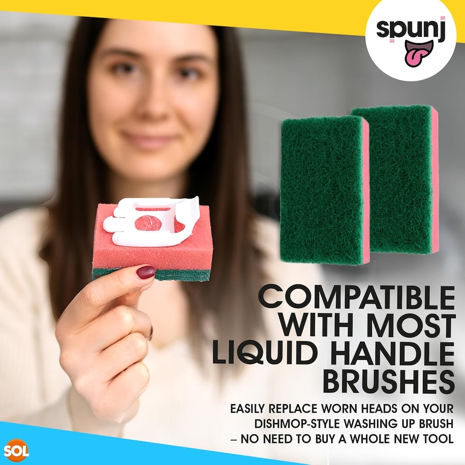 image 1 of 27pk Sponge Refill Heads for Liquid Handle Brush – Dishmop Scrubber Refills with Pink & Green Scourers, Ideal for Kitchen Cleaning & Daily Use