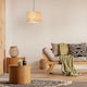 image 8 of Bamboo Wood Effect Lamp Shade with Inner Lining of Birds and Trees | Brown | Light Brown | 1