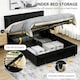 image 3 of HOMCOM King Size Bed Frame with Storage and Adjustable Headboard, Black