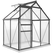 Outsunny Polycarbonate Walk-in Garden Greenhouse w/ Sliding Door Grey | Grey | Grey | 1